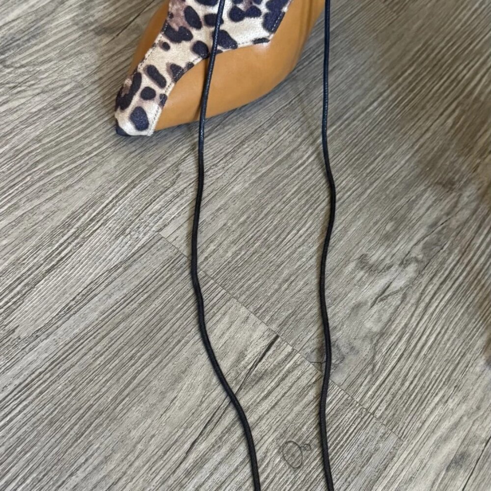 Women's Lace Ankle Boots Leopard Print High Stiletto Heels Zipper EU 38 US 7.5-8 - Picture 14 of 16